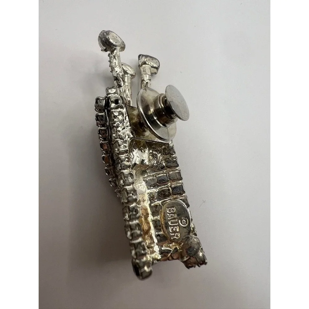 Vintage Dorothy Bauer Golf Bag Pin Rhinestone Red Black‎ Novelty Brooch 80s Chic